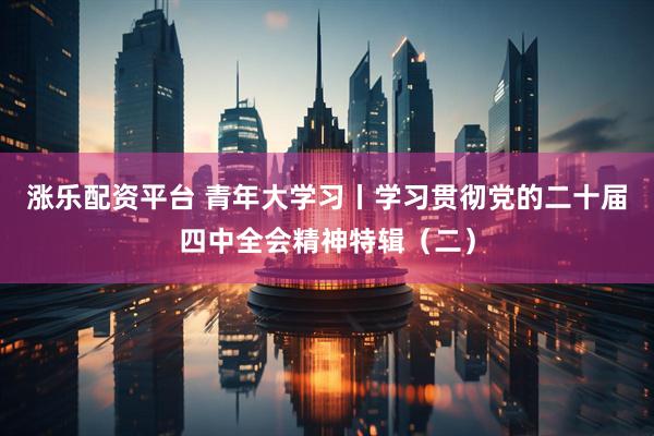 涨乐配资平台 青年大学习丨学习贯彻党的二十届四中全会精神特辑（二）